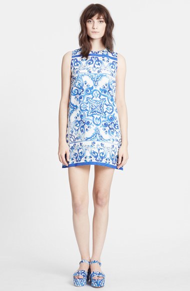 dolce and gabbana blue and white dress