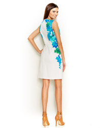 Calvin Klein Sleeveless Placed Floral Print Sheath