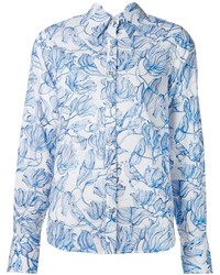 White and Blue Floral Shirt