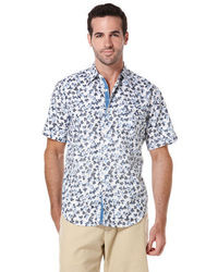 Cubavera Short Sleeve Reverse Floral Print Shirt