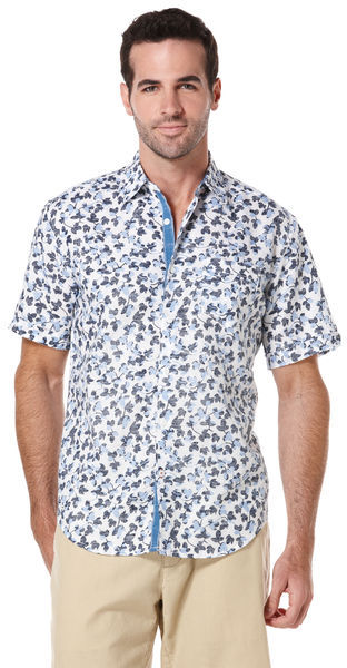 Cubavera Short Sleeve Reverse Floral Print Shirt, $65 | CUBAVERA ...