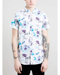 Topman White Floral Print Short Sleeve Shirt