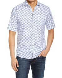 johnnie-O Wendell Floral Short Sleeve Button Up Shirt In White At Nordstrom