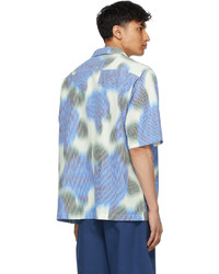 Kenzo White Blue Viscose Check Short Sleeve Shirt