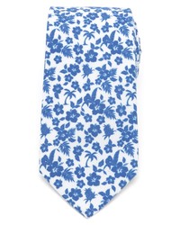 White and Blue Floral Tie