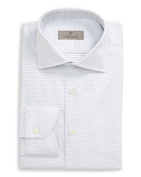 White and Blue Geometric Dress Shirt