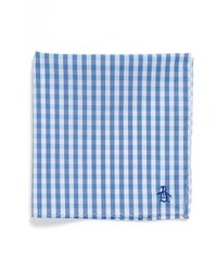White and Blue Gingham Cotton Pocket Square