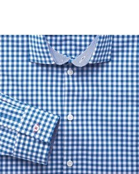 Charles Tyrwhitt Blue Block Gingham Business Casual Extra Slim Fit Shirt