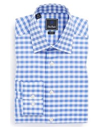 White and Blue Gingham Dress Shirts for Men | Men's Fashion