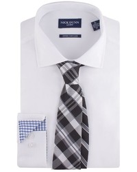 Nick Dunn Fitted Easy Care Dress Shirt Tie Set