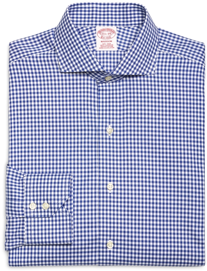 Brooks Brothers Non Iron Milano Fit Gingham Dress Shirt 120 Brooks Brothers 5745