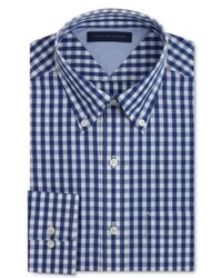 Tommy Hilfiger Dress Shirt Blue And White Wide Box Check Long Sleeved Shirt