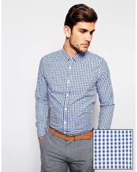 Asos Brand Smart Shirt In Long Sleeve With Medium Gingham Check