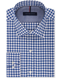 Tommy Hilfiger Slim Fit Non Iron Medium Blue Gingham Dress Shirt