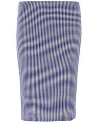 White and Blue Gingham Pencil Skirt