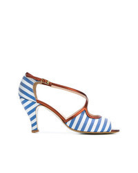 White and Blue Heeled Sandals