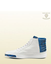 Gucci Online Leather And Python High Top Sneaker