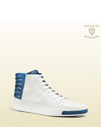 Gucci Online Leather And Python High Top Sneaker