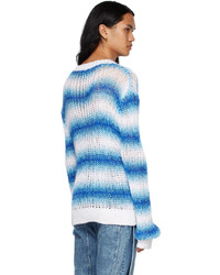 AGR Blue White Cotton Sweater