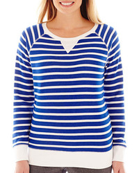jcpenney Made For Life Long Sleeve French Terry Striped Sweatshirt