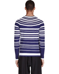 Neil Barrett Navy White Striped Sweater