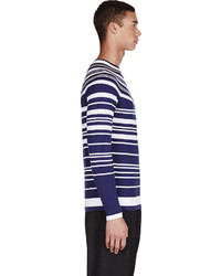 Neil Barrett Navy White Striped Sweater