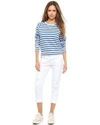 Solid Striped French Terry Pullover Top