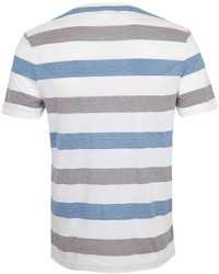 Topman Grey And Blue Stripe T Shirt