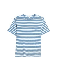 PETER MILLA R Stripe Pocket Cotton T Shirt In Indigo At Nordstrom