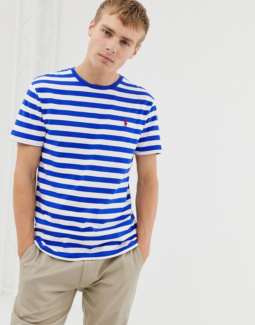 Polo Ralph Lauren Stripe T Shirt With Icon Logo In Bluewhite, $59, Asos