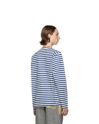Junya Watanabe Blue And White Striped Long Sleeve T Shirt