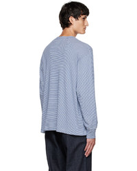 Nanamica Blue White Striped Long Sleeve T Shirt