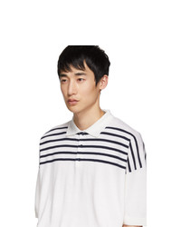 Loewe White And Blue Wool Striped Polo