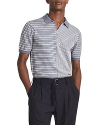 Reiss Wriggle Stripe Wool Cotton Polo Shirt