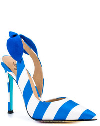 White and Blue Horizontal Striped Shoes
