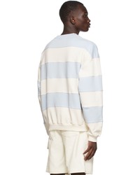Drôle De Monsieur Blue Off White Stripe Logo Sweatshirt