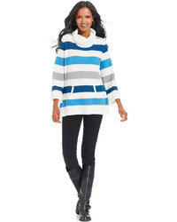 Style&co. Striped Textured Turtleneck Sweater