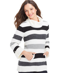 Style&co. Striped Textured Turtleneck Sweater
