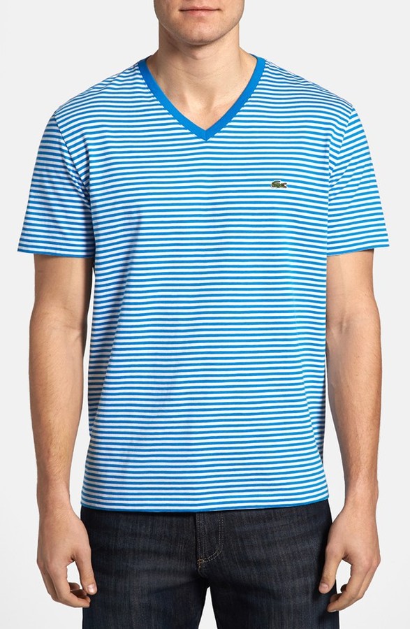 udskiftelig velstand snemand Lacoste Heritage Fit Stripe Jersey V Neck T Shirt, $60 | Nordstrom |  Lookastic