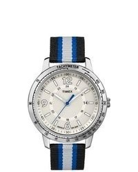 White and Blue Horizontal Striped Watch