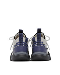Versace Blue And White Squalo Hiker High Top Sneakers