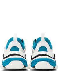 Balenciaga White Blue Triple S Sneakers