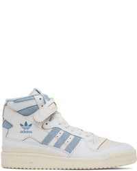 adidas Originals White Blue Forum Mid Sneakers