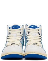 Amiri White Blue Skel Top Hi Bandana Sneakers