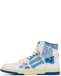 Amiri White Blue Skel Top Hi Bandana Sneakers