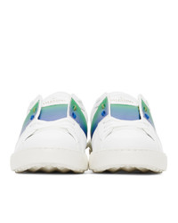 Valentino Garavani White And Blue Degrade Open Sneakers