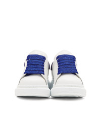 Alexander McQueen White And Blue Glitter Oversized Sneakers