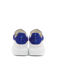 Alexander McQueen White And Blue Glitter Oversized Sneakers