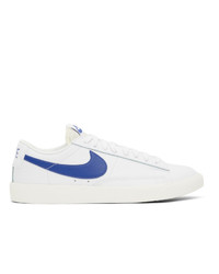 Nike White And Blue Leather Blazer Low Sneakers