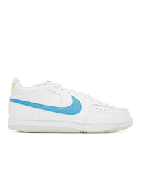 Nike White And Blue Sky Force 34 Sneakers